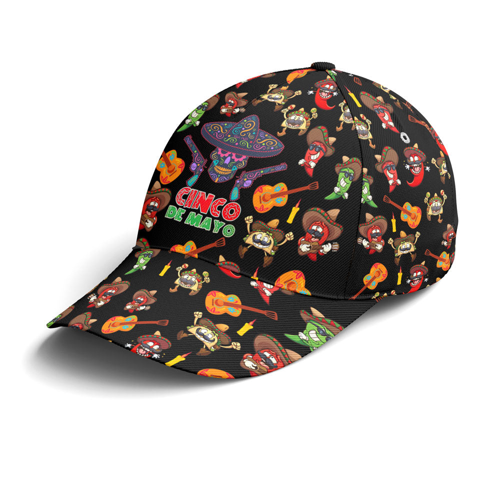 Cinco De Mayo Sugar Skull Chilies Tacos Baseball Cap Lasfour CO0165