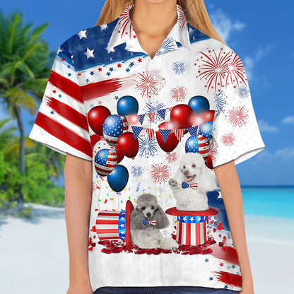 Poodle Independence Day Hawaiian Shirt, Dog Hawaii Beach Shirt Short Sleeve For 4Th Of July HO3922