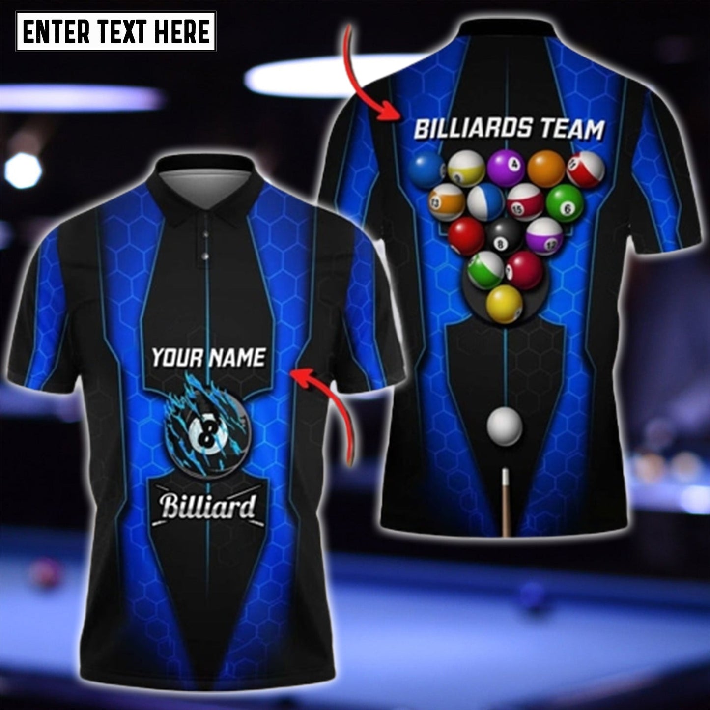 Lasfour Billiards Player 8 Ball Personalized Name 3D Shirt BIA0350