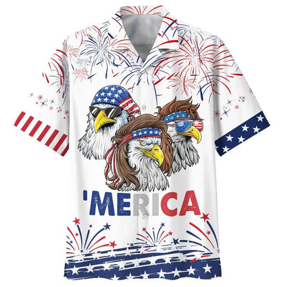 Cool American Eagle On Hawaiian Shirt Short Sleeve Independence Gift For Uncle Dad 4Th Of July Gift To Him HO5030