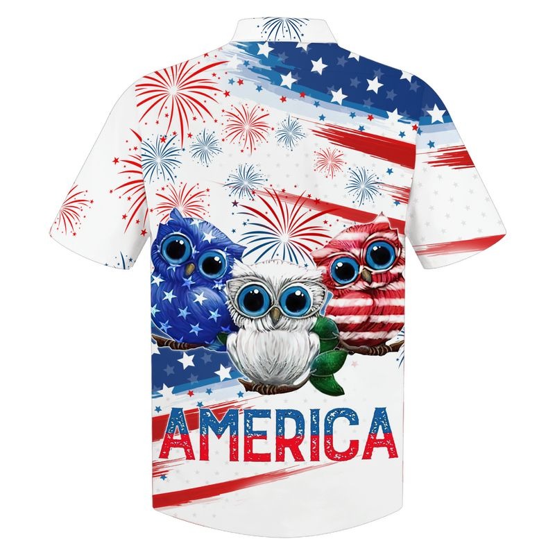 Cool Usa Owl On Hawaiian Shirt For Men And Woman On Independence'S Day, Owl Hawaiian Shirt Short Sleeve HO5031