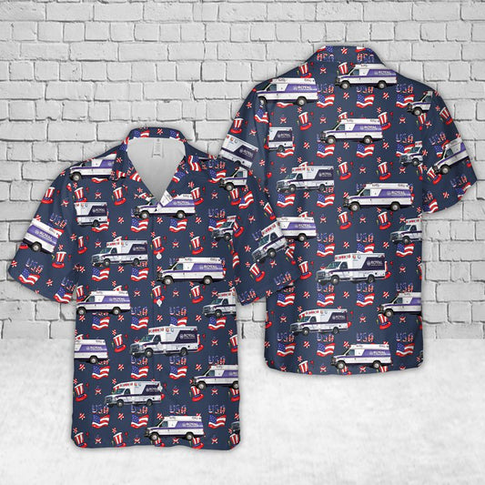 California Royal Ambulance, 4th of July Hawaiian Shirt, 3D Full Printed Ambulance Hawaiian Shirt HO3894