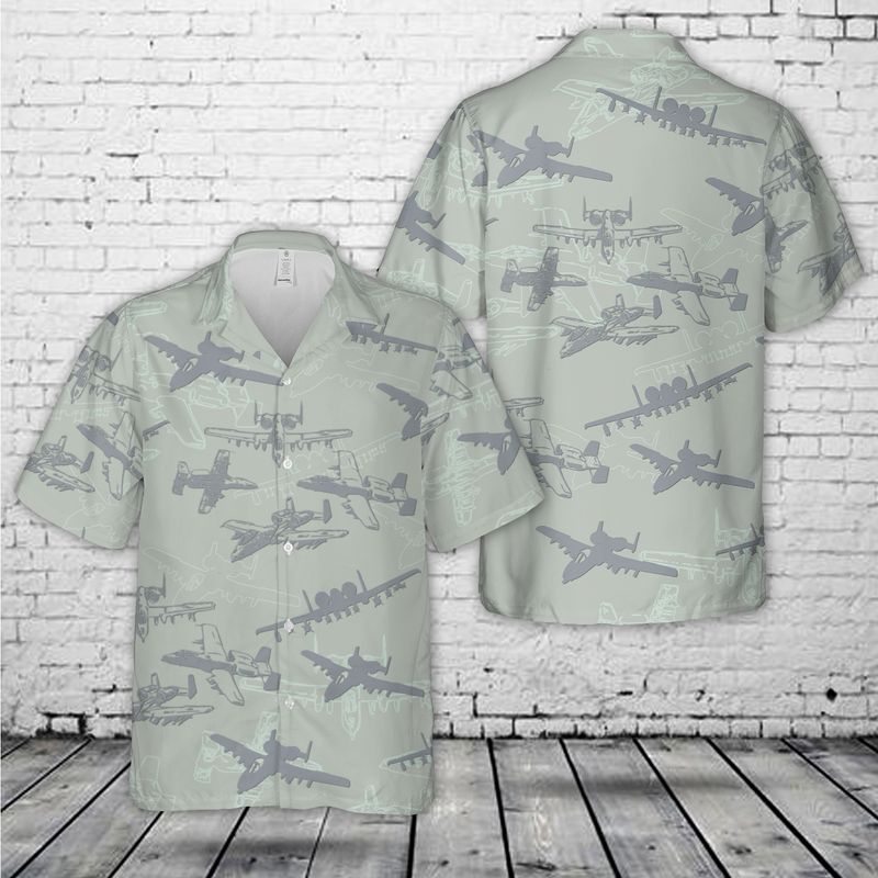 US Air Force Fairchild Republic A-10 Warthog" Thunderbolt II Silhouette Hawaiian shirt" HO0283