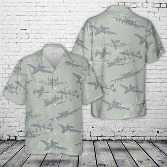 US Air Force Fairchild Republic A-10 Warthog" Thunderbolt II Silhouette Hawaiian shirt" HO0283