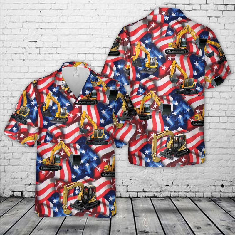 Excavator All Over Printed Shirt, 4th Of July Hawaiian Shirt HO3864