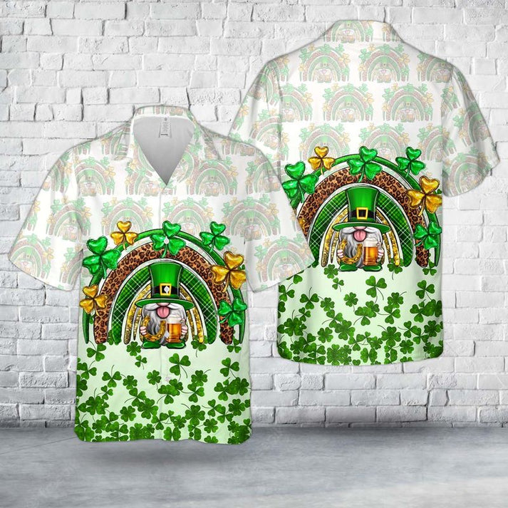 St. Patrick's Day Gnome Rainbow Hawaiian Shirt, Hawaiian Shirt for Men Dad PO0055