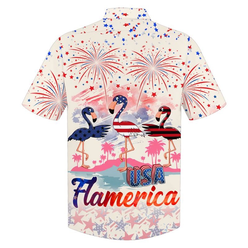 Usa Flamerica Hawaiian Shirt For 4Th Of Jul, Summer Flamingo Aloha Beach Shirt For Men And Womens HO5026