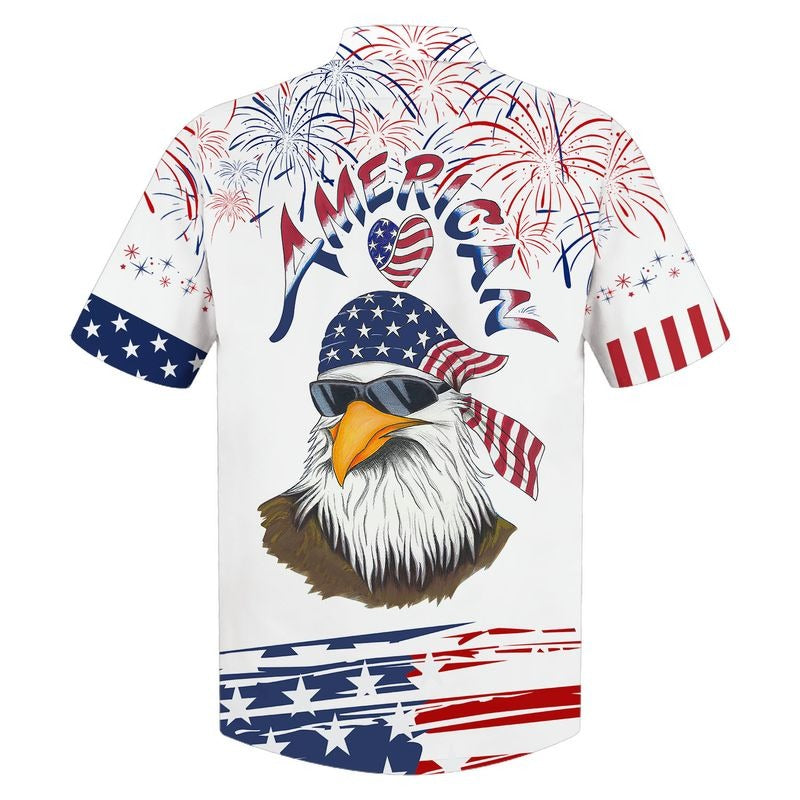 Cool Eagle American Hawaiian Shirt, Independence's Day Eagle Hawaiian Shirt In Us Flag Pattern, Eagle Hawaii Shirt HO5044