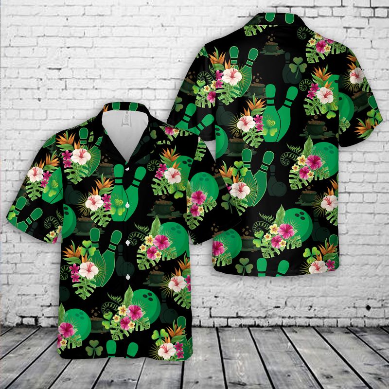 Saint Patrick's Day Tropical Bowling Hawaiian Shirt, Hawaiian Shirt for Men Dad PO0026