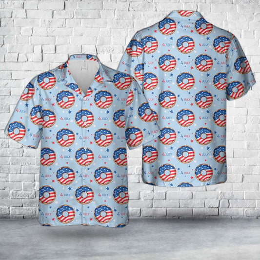 4th Of July Blue And Red Donuts Hawaiian Shirt HO3856