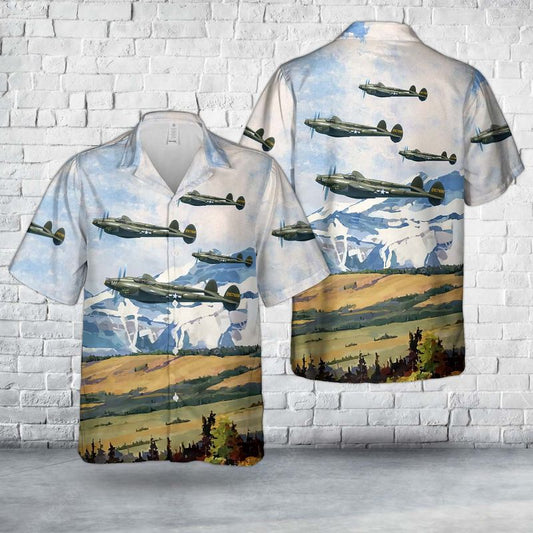 US Air Force Lockheed P-38 Lightning Hollywood Hepcat" Hawaiian Shirt" HO3421