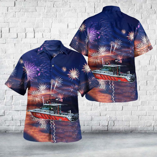 Chicago Fire Department CFD Illinois Eugene Blackmon Fireboat, 4th Of July Hawaiian Shirt HO3881