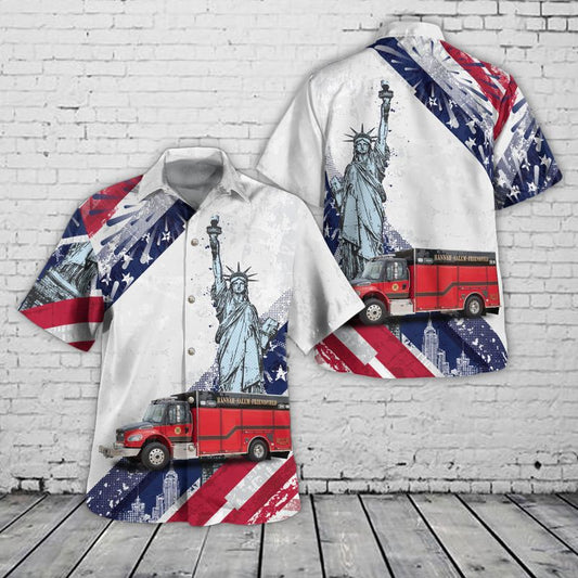 Pamplico, South Carolina, Hannah-Salem-Friendfield Fire Department - Rescue, 4th Of July Hawaiian Shirt HO3880