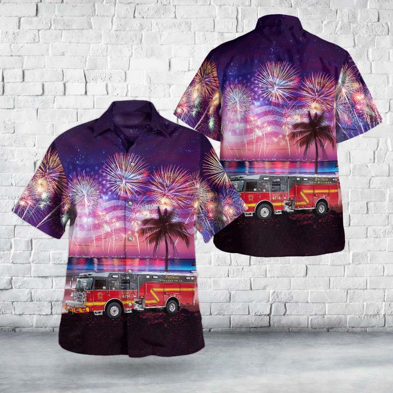 St. Louis, Missouri, Northeast Ambulance & Fire Protection District, 4th Of July Hawaiian Shirt HO3891