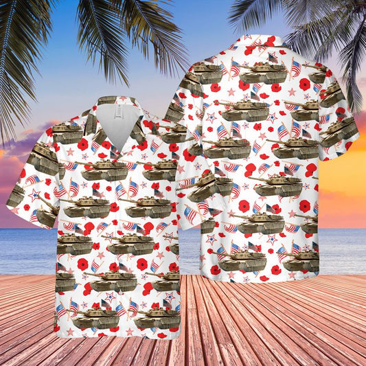 US Army M1 Abrams Tank 4th Of July Hawaiian Shirt, Patriotic Hawaiian Shirt for men HO3340