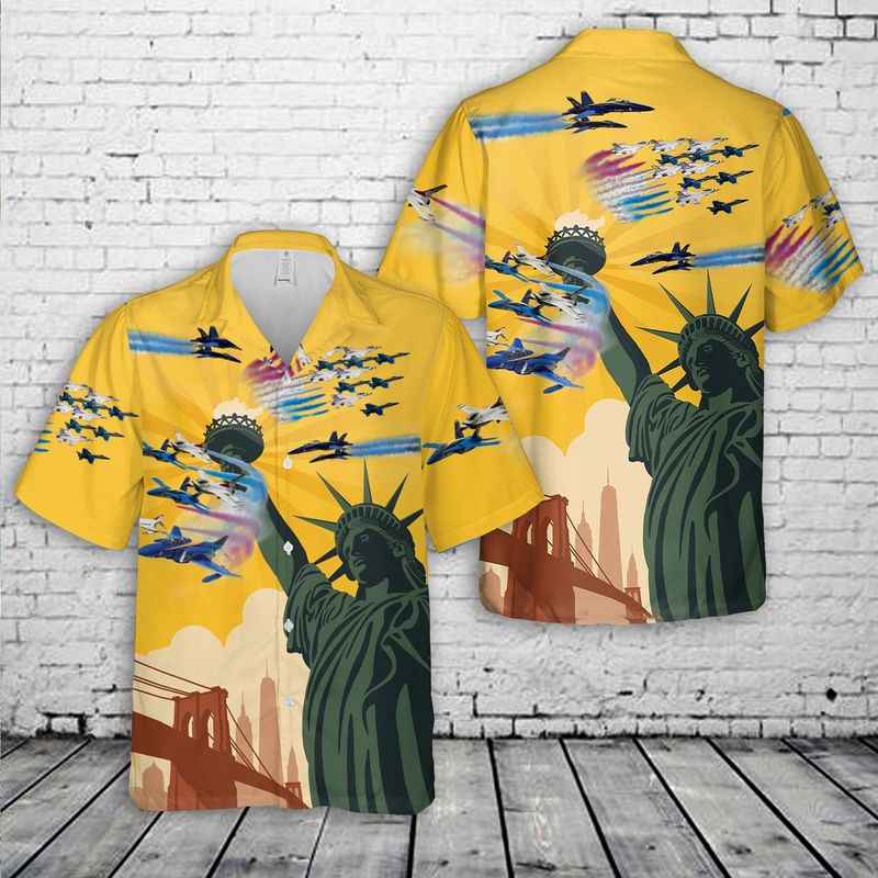 Airshow Blue Angels and Thunderbirds 4th Of July Hawaiian Shirt, Patriotic Hawaiian Shirt for men HO3344