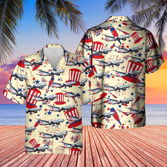 US Airlines Boeing 787-9 Dreamliner 4th of July Hawaiian Shirt, Patriotic Hawaiian Shirt for men HO3341