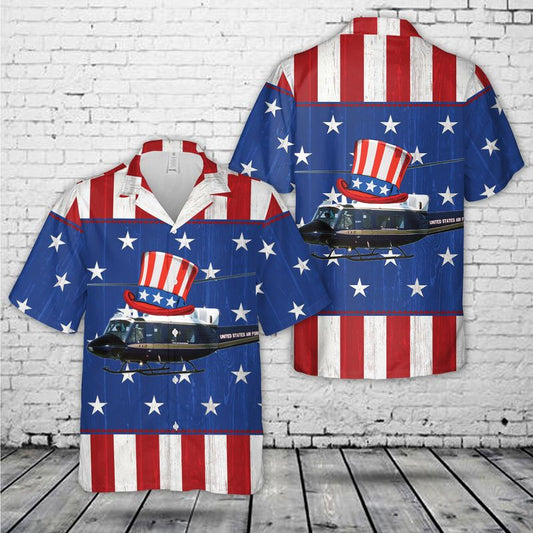 US Air Force Bell UH-1N Twin Huey 1st Helicopter Squadron, 4th Of July Hawaiian Shirt HO3297