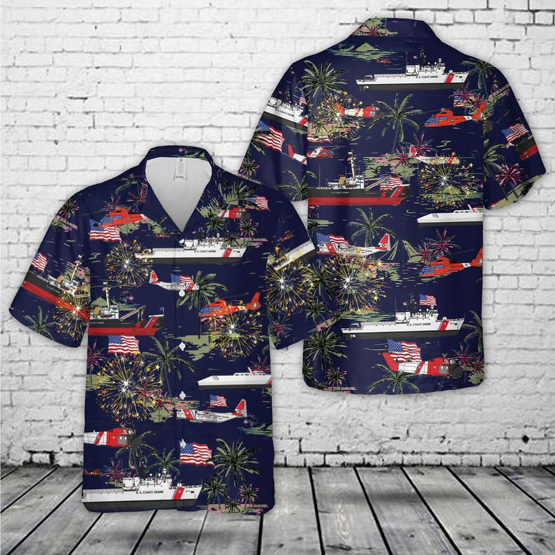 US Coast Guard, 4th Of July Hawaiian Shirt, Short sleeve Hawaiian shirt for men HO0069