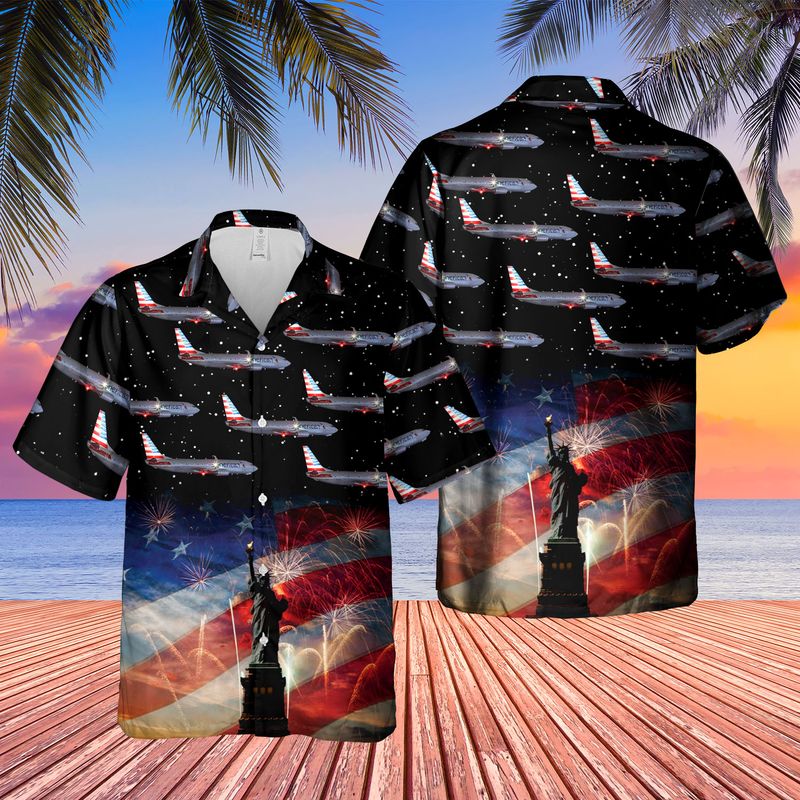 US Airlines Boeing 737-823 4th of July Hawaiian Shirt, Patriotic Hawaiian Shirt for men HO3342