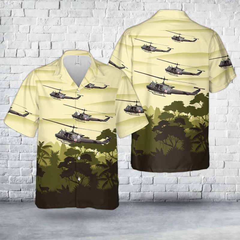 US Army UH-1 Huey Medevac Hawaiian Shirt HO0246