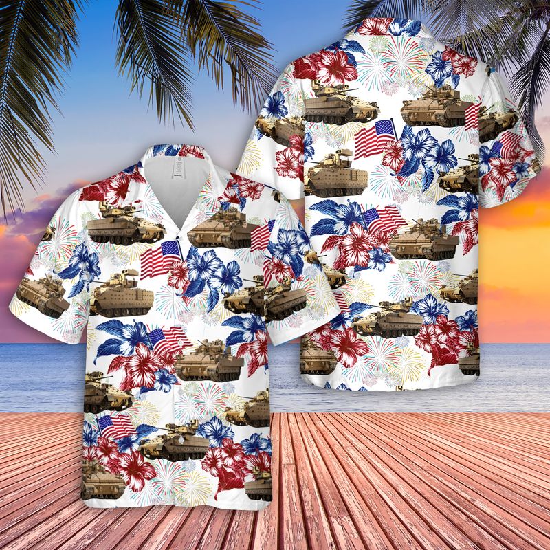 M2 Bradley Fighting Vehicle 4th Of July Hawaiian Shirt, Patriotic Hawaiian Shirt for men HO3329