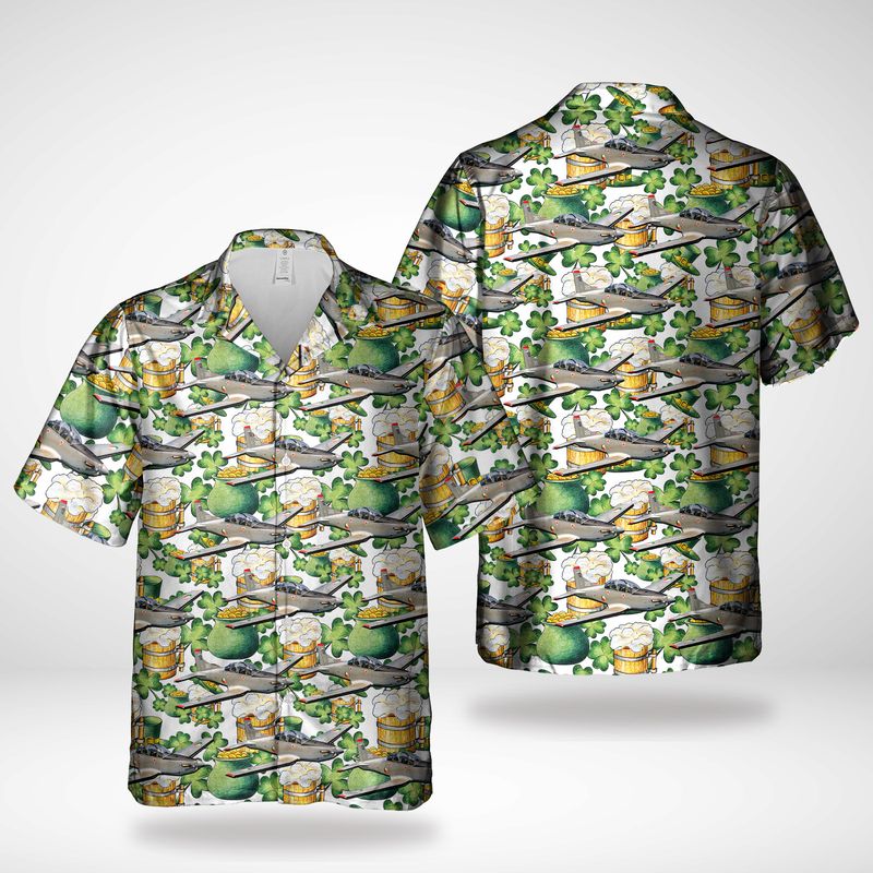 Hawaiian Shirt Gift for Men Dad, Irish Air Corps An tAerchor Pilatus PC-9M Saint Patrick Day Hawaiian Shirt PO0021