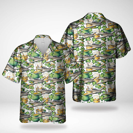 Hawaiian Shirt Gift for Men Dad, Irish Air Corps An tAerchor Pilatus PC-9M Saint Patrick Day Hawaiian Shirt PO0021