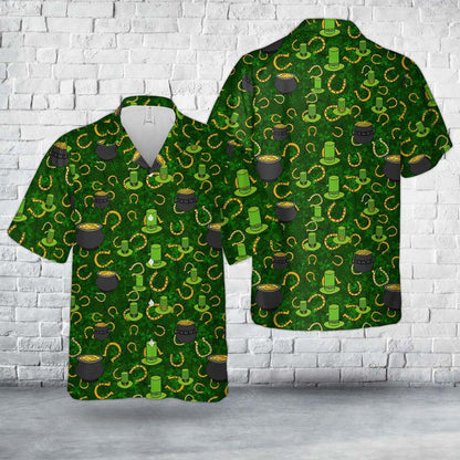 Shamrock Celtic Cross Harp Irish Hawaiian Shirt, Hawaiian Shirt for Men Dad PO0050