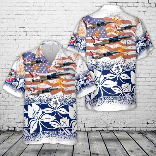 US Air Force F-16 Fighting Falcon 457th Fighter Squadron, 4th Of July Hawaiian Shirt HO3300