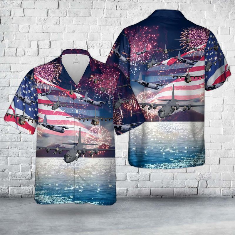 US Air Force Lockheed AC-130, 4th Of July Hawaiian Shirt HO0284