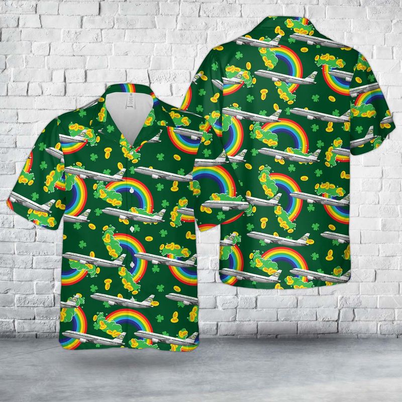 St. Patrick's Day, Aer Lingus Retrojet St Colman Airbus A320-214 EI-DVM Hawaiian Shirt PO0039