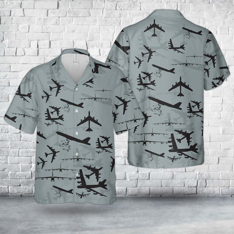 US Air Force Boeing B-52 Stratofortress Aircraft Silhouettes Hawaiian Shirt HO0235