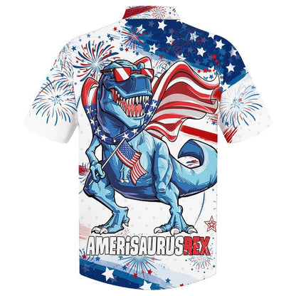 3D All Over Printed 4Th Of July Hawaiian Shirt, Amerisaurusrex Hawaii Beach Shirt, Saurus Usa Hawaiian Shirt HO5043