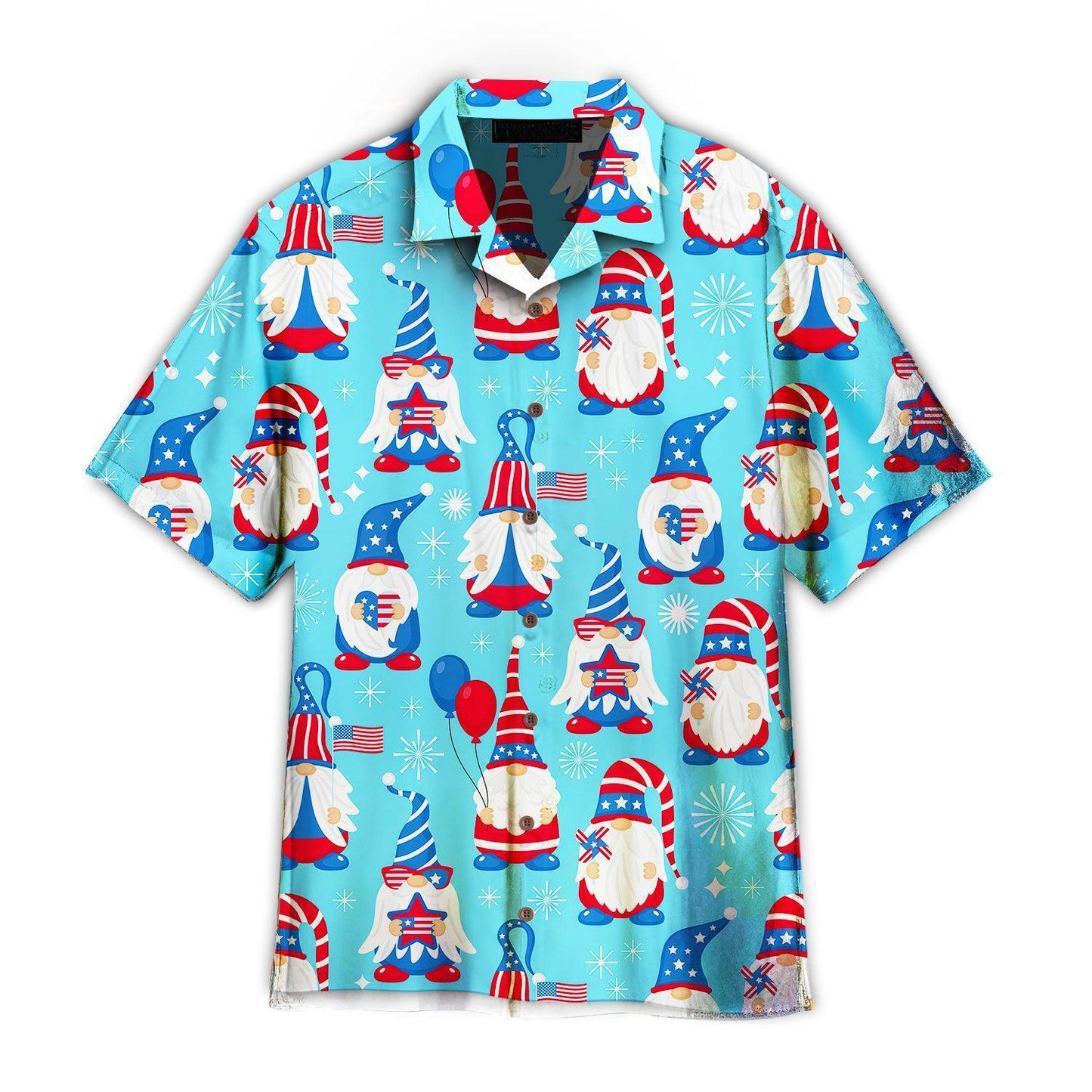 4th Of July Cute Patriotic Usa Gnomes Hawaiian Shirt For Men, Gnomes Hawaii Beach Shirt HO3845