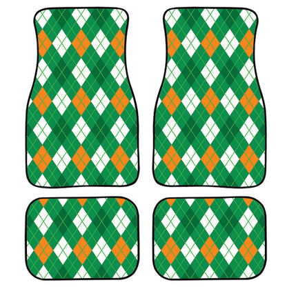 Saint Patrick'S Day Argyle Pattern Print Front And Back Car Floor Mats, Front Car Mat PO0332