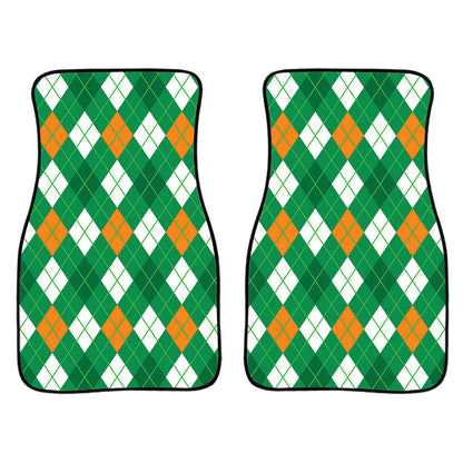 Saint Patrick'S Day Argyle Pattern Print Front And Back Car Floor Mats, Front Car Mat PO0332