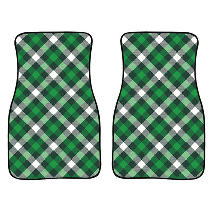 Saint Patrick'S Day Plaid Pattern Print Front And Back Car Floor Mats, Front Car Mat PO0337