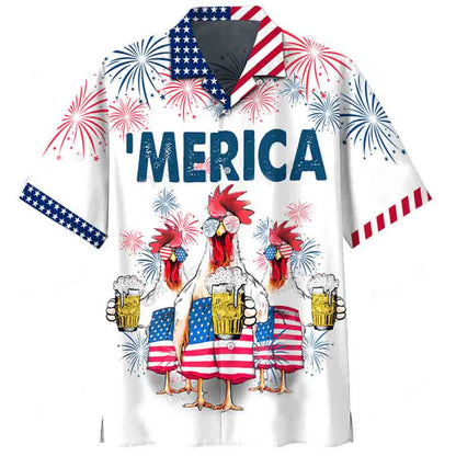 4Th Of July Hawaiian Shirt - Chicken Beer Hawaiian Shirt HO1320