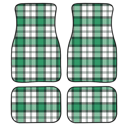 Shamrock St. Patrick'S Day Tartan Print Front And Back Car Floor Mats, Front Car Mat PO0325