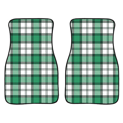 Shamrock St. Patrick'S Day Tartan Print Front And Back Car Floor Mats, Front Car Mat PO0325