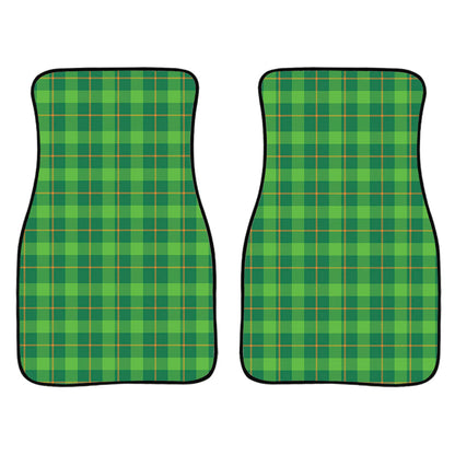 Shamrock Tartan St. Patrick'S Day Print Front And Back Car Floor Mats, Front Car Mat PO0329