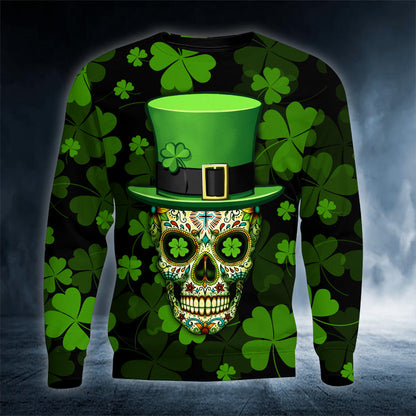 Funny 4-Leaf Clover Patrick's Day Sugar Skull 3D Printed Shirt, Hoodie, Zip Hoodie For Men Women PO0279