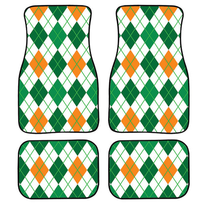 St Patrick'S Day Argyle Pattern Print Front And Back Car Floor Mats, Front Car Mat PO0315