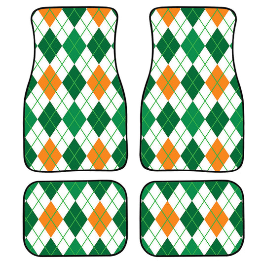 St Patrick'S Day Argyle Pattern Print Front And Back Car Floor Mats, Front Car Mat PO0315