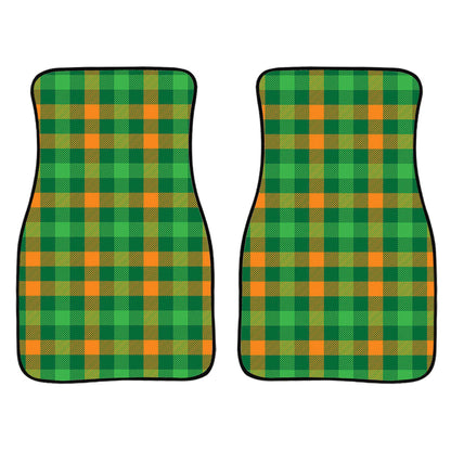 St. Patrick'S Day Buffalo Check Print Front And Back Car Floor Mats, Front Car Mat PO0323