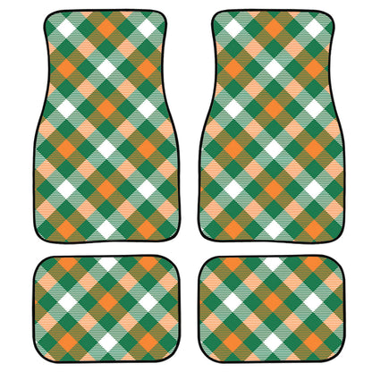 St. Patrick'S Day Plaid Pattern Print Front And Back Car Floor Mats, Front Car Mat PO0317