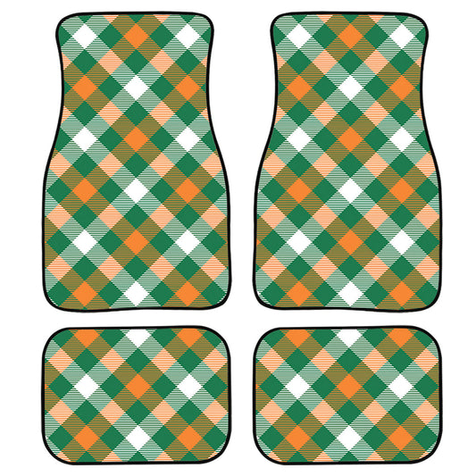 St. Patrick'S Day Plaid Pattern Print Front And Back Car Floor Mats, Front Car Mat PO0317