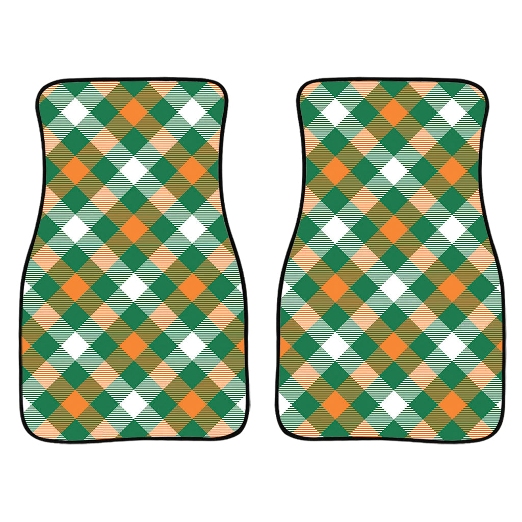 St. Patrick'S Day Plaid Pattern Print Front And Back Car Floor Mats, Front Car Mat PO0317