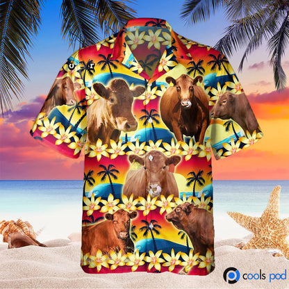 Red Angus Beach Sunset Hawaiian Shirt HO4770